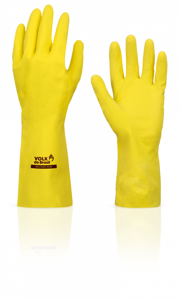 Luva Látex Multiuso Slim (Amarelo) - Volk do Brasil