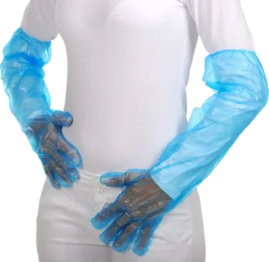 Luva Plástica Azul Cano Longo com Elástico