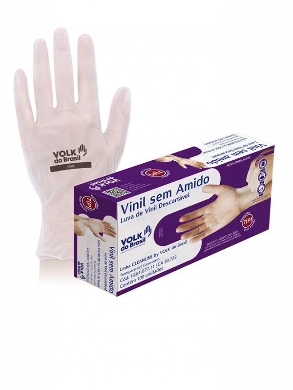 Luva Vinil Descartável S/ Amido - Volk